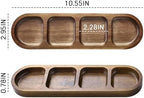2 Pcs Soy Sauce Dish, Wooden Divided Dip Bowls, Korean 4-Compartment Sauce Plates for Home Restaurant BBQ, Vinegar, Spices, Ketchup, Salt, Sugar, and Flavors