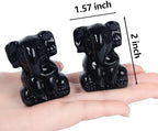 2 Inch Crystal Elephant Decor Statues, Black Obsidian Cute Sitting Elephant Figurines, Reiki Healing Crystal Carved Animal Statues, Home Office Desk Hand Carved Decor Gifts for Women