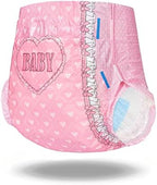 Littleforbig Printed Adult Brief Diapers 10 Pieces - Blushing Baby Pink(M)