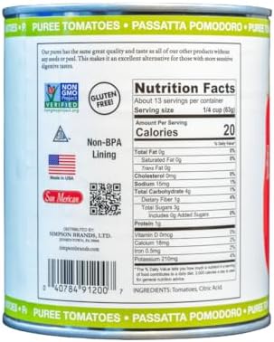 SMT San Merican Tomato, Canned Puree Tomatoes, 28 oz Pack of Three