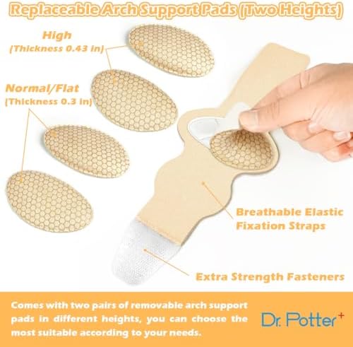 Arch Support Sleeves for Plantar Fasciitis Relief, Adjustable Compression Bands with Removable Arch Support Pads for Fallen Arches, High Arch, Flat Feet, Feet Pain Relief - Beige
