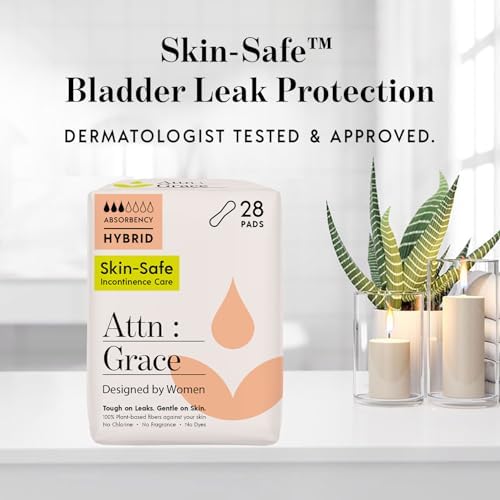 Attn: Grace Hybrid Incontinence Pads for Women, 28-Pack - Plant-Based, High Absorbency, Breathable - Incontinence Pads for Light Bladder Leaks & Sensitive Skin