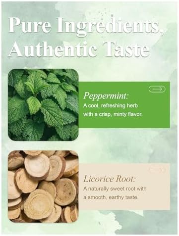 LOOMICA Licorice Mint Tea Bags, Caffeine Free, Refreshing Peppermint & Earthy Sweet Licorice Root Tea Bags for Relaxation, Individually Wrapped Bags, No Artificial Sugar Added, 20 Counts