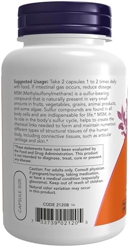 NOW Foods Supplements, MSM (Methylsulfonylmethane) 1,000 mg, Joint Health*, 120 Veg Capsules