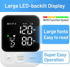 Blood Pressure Monitor Upper Arm Machine Accurate Adjustable BP Cuff Kit Led Backlit Display 2 Users 240 Sets Memory Includes Storage Bag White