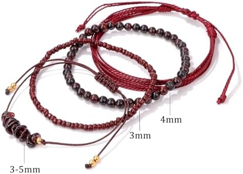 4Pcs Natural Stone Bead Bracelets for Women Healing Crystal Bracelet Boho Gemstone Bracelets Summer Woven Stretch String Bracelets for Women