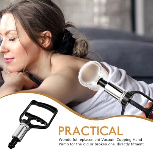 Cupping Hand Pump, Handheld Vacuum Pump Replacement Strong Suction Cupping Manual Back Massager Accessories for Muscles, Physical Therapy 7.5 in