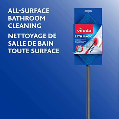 Vileda Bath Magic Bathroom and Tub Mop | Multisurface Cleaning Mop | Safe to Use on Tile, Glass, Ceramic, Bathtub, Shower Surfaces
