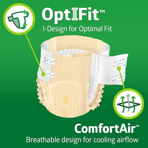 FitRight Adult Diapers, Extra+ Heavy Absorbency, XL (Waist Size 56in-64in), 80 Count, OptiFit Incontinence Briefs for Men and Women, Disposable, Moisture-Wicking, Leak Protection,