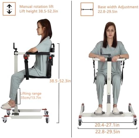 Patient Lift Transfer Chair Patient Lift aid Patient Lift Wheelchair,Shower Chair with Two Seat Cushions and Bedpan,Adjustable Height Transfer Wheelchairs for Seniors (Upgrade++Bedpan)