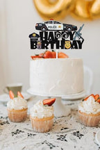 Police Happy Birthday Cake Topper Policeman Police Officer Cake Topper Police Car Theme Cake Decoration for Kids Boy Girl