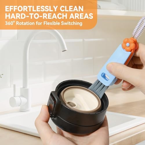3 Pack 3-in-1 Cup Lid Gap Cleaning Brush Set Multifunctional Silicone Crevice Cleaner Tool for Bottle Straw Tumbler Kitchen with Cute Petal-Shaped Design Multicolored
