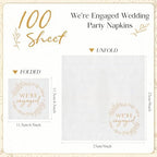 Kosiz 200 Pack We're Engaged Napkins Gift 3 Ply Disposable Paper Engagement Cocktail Napkins for Wedding Party Beverage Dinners Cake Tableware Decorations, 4.5 x 4.5 Inch