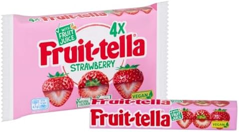 Fruitella Strawberry | Fruitella Candy | Fruittella | Fruitella Sweets | Pack of 4 Rolls | 5.78 Ounce Total