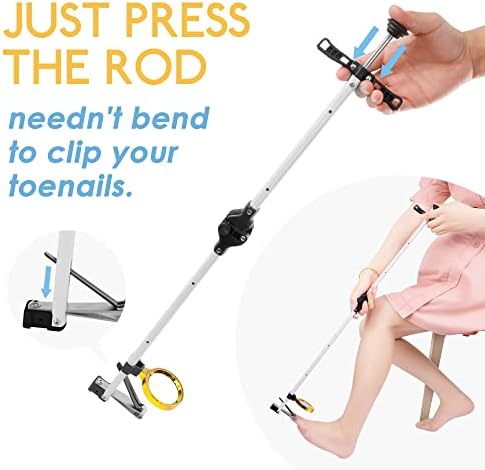 Foldable Long Handle Toenail Clippers Scissors, Include Magnifier, Foldable Handle, Wide Jaw Opening, Design for Seniors, Overweight, Hip and Waist Patients | Easy to Carry (With Magnifier, 24Inch)