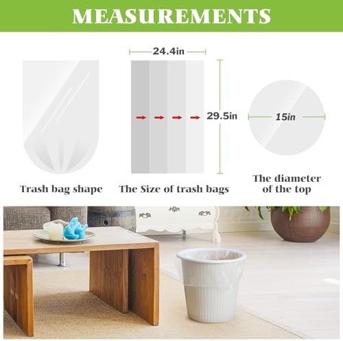 10 Gallon 100 Counts Medium Trash Bags Garbage Bags by Teivio, Bathroom Trash Can Bin Liners, Plastic Bags for home office kitchen, Clear