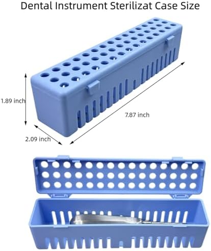 5p Dental Instruments Sterilizat Case, Plastic Autoclavale Cassette Rack, Medical Surgical Instrument Disinfection Container Tray for Dental Spatulas, Forceps and Pliers (5P-Light Blue)