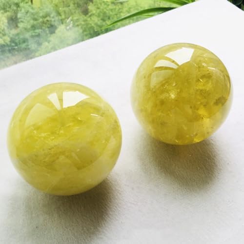 AierCrystal ﻿4-5cm/1.57-1.96inch Citrine Ball Polished Natural Yellow Crystal Sphere Decorative Sphere Healing Crystals Ball Healing Stone Crafts Home Decor Ornament Gifts (Citrine 40-50mm)