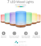 ASAKUKI Essential Oil Diffuser for Home, 300 ml Humidifier with Automatic Shut-Off, Quiet Aromatherapy Diffuser with 7 LED Lights for Living Room, Kitchen, Bedroom, Hotel, Gift for Mom - Light Brown