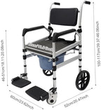 Shower Chair with Wheels, 3 in 1 Commode, Handicap Toilet, Folding Commode Wheelchair, Height Adjustable Shower Wheelchair for Elderly, Disabled, Pregnant, Handicapped, Injured
