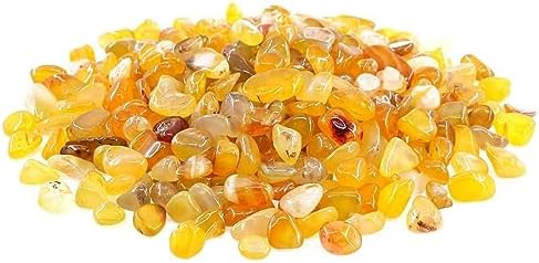 WAYBER Natural Yellow Agate Pebbles, 1 Lb/460g Decorative Rocks Non-Toxic Crystal Stone Irregular Quartz Gemstone Crushed Pieces Tumbled Stone Chips for Jewelry Making/Home Decoration