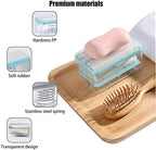 Multifunctional Soap Box,Foam Dispenser with Roller/Drain Holes,Spring Foaming Soap Bar Holder/Container/Dish/Case/Container,Family Countertop Handwashing Gadget for Bathroom/Kitchen/Shower/Bath(2pcs)
