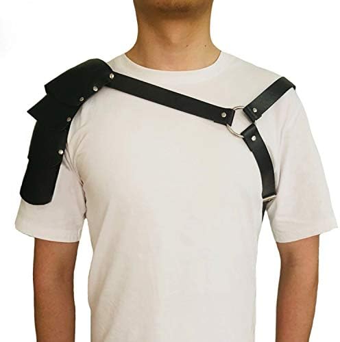 Men's Faux Leather Body Chest Harness Adjustable Shoulder Armors Buckles