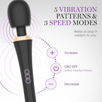Pure Envy Joystick Powerful Wand Vibrator - 5 Vibration Modes & 3 Speeds, Ultra-Quiet Rechargeable Waterproof Silicone Wand Massager for Adults – Premium Magic Wand Sex Toy for Women & Men, Black