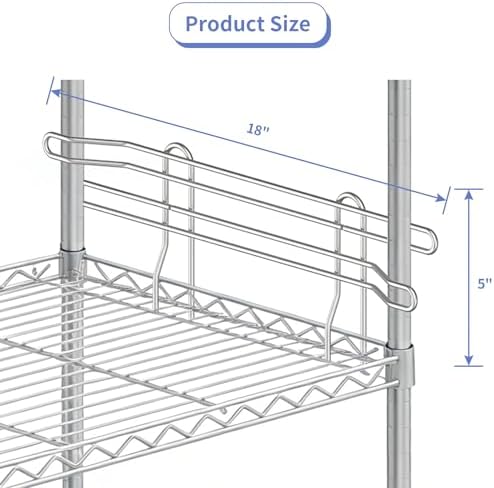 MOLIGOU 2 Pcs Wire Shelf Ledge, 18" L x 5" H Wire Shelving Side Ledge Rail for Wire Shelve Organization