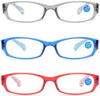 3-Pack Blue Light Blocking Reading Glasses Spring Hinge Frame Readers for Men Women,Computer Eyeglasses