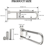 Toilet Grab Bar 30.3 Inch, YuanDe Brushed Nickel Anti-Slip Support Rail, U Shaped Flip-Up Grab Bar with Paper Holder, Stainless Steel Knurled Handicap Safety Handrails for Disabled Elderly Pregnant