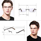 3 Pack Rimless Reading Glasses for Men Blue Light Blocking Readers Spring Hinge Metal Arms Sturdy Stylish Computer Glasses +2.5