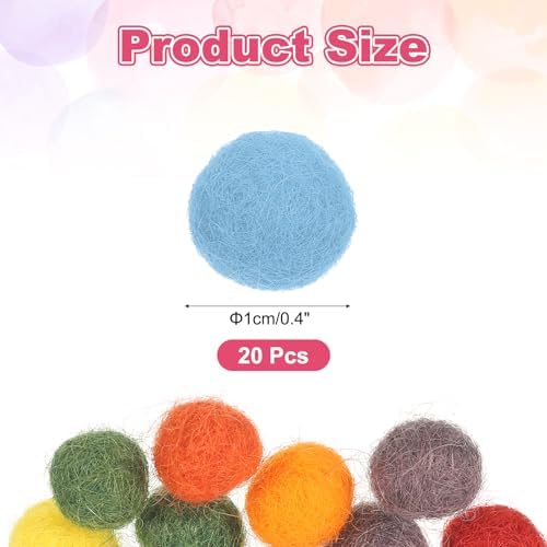 PATIKIL Wool Felt Balls Beads Wool Felting Pom 1cm 10mm Light Blue for Home Decor DIY Crafts Handcrafts Project Pack of 20