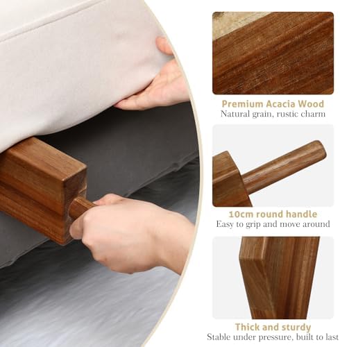 Leinuosen Mattress Lifter & Bed Maker Tool for Changing Sheets, Mattress Wedge Elevator, Bed Sheet Tucking Paddle Effortless Lifting Tuck Sheets Alleviating Back Pain(Acacia Wood,Wood)
