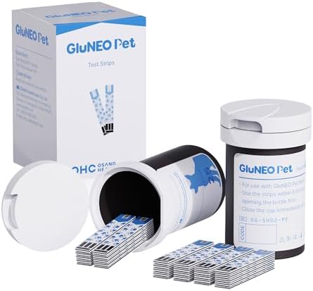 OHC GluNEO Pet Test Strips for Dogs and Cats - Refill Pack of 50 Test Strips and 50 Lancets Compatible with GluNEO Pet