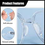 30 Pairs Nose Pads for Glasses, Anti-Slip Silicone Eyeglass Nose Pads, 5mm Heightened Airbag Cushions, Comfortable D-Shaped Adhesive Replacement Nose Pad for Sunglasses, Clear
