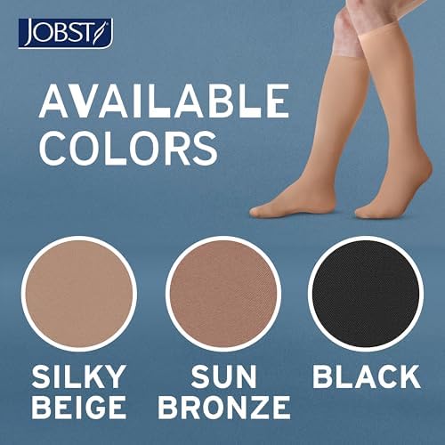 JOBST ACTIVA Opaque 15-20 mmHg Compression Socks for Women and Men, Knee High, Closed Toe, Silky Beige, Medium