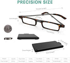 Case Upgrade-Ultra-light and Thin Foldable Reading Glasses Folding Readers for Men Women Compact Portable Rectangle Eyewear Case (Tortoise, 1.5)