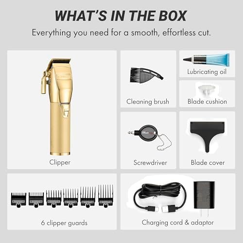 FX+ Professional Barber Cord/Cordless Hair Clippers for Men, All Metal, Lithium Battery with 3-Hour Runtime