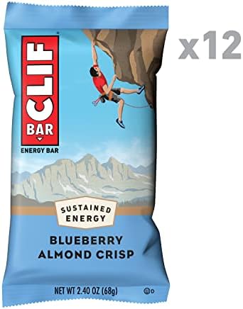 Clif Bars - Energy Bars - Blueberry Crisp - Made with Organic Oats - Plant Based Food - Vegetarian - Kosher (2.4 Ounce Protein Bars, 12 Count)