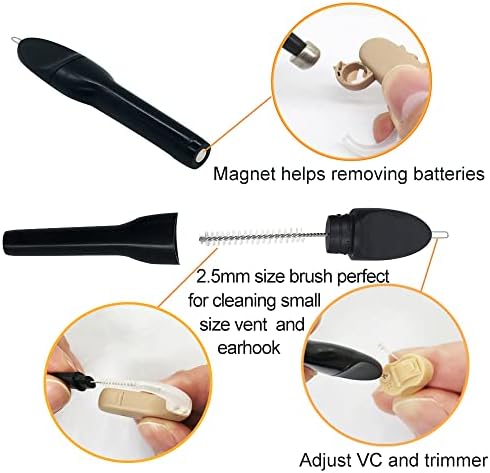 12 Pieces Hearing Aid Cleaning Brush Kits Tools with Wax Loop and Magnet Suitable for Earbuds/Headphones Cleaner with Storage Case