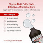 Dakin's Solution Half-Strength 0.25% Sodium Hypochlorite Wound Cleanser for Acute and Chronic Wounds, Antimicrobial No-Rinse Formula, Gentle on Skin, Safe for Home or Clinical Use, 16 oz