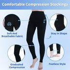 Medical Compression Pantyhose for Women & Men, 20-30mmHg Graduated Support Compression Tights Footless Medical Compression Stockings & Leggings for Edema, Varicose Veins, Swelling(Black,S)
