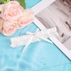Wedding Garter for Bride, White Lace Bridal Garter with Bow Stretch Leg Strap Elegant Wedding Accessories Prom Anniversaries