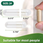 Size 2 Gelatin Empty Capsules - 100 Count Clear Empty Pill Capsules, Fillable Empty Gel Capsule for Homemade Vitamins & Powders, Easy for DIY Supplements