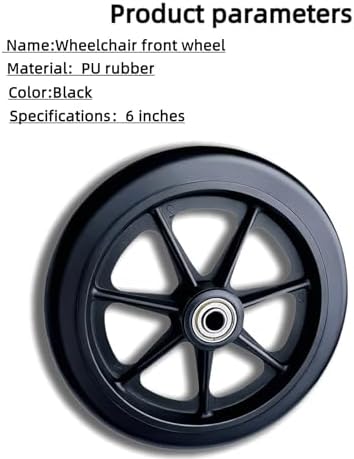 2Pcs 6 Inch Black Wheels for Walker - Universal Hard Rubber Walker Wheels Replacement, Fit Drive Rollator & Wheelchair Wheel, All-Floor Safe Rolling, Essential Walker Accessories