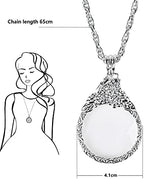 2.5X Magnifier Pendant Retro Magnifying Glass Necklace for Women Monocle for Eye Portable Pocket Magnifier Jewerly Long Chain Magnifying Monocle Lens for Reading Books Magazine Newspaper