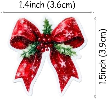 50 PCS Red Edible Holly Leaves Berries and Bow Cupcake Toppers Wafer Paper Holly Leaves Cake Toppers Edible Merry Christmas Cake Decorations Berries Bow Theme Birthday Xmas Party Decorations Supplies