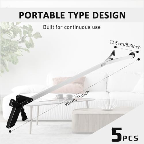 Sabary 5 Pack Suction Cup Reacher Grabber Heavy Trash Picker Grabber Tool, Long Handy Aids Nonslip Claw Reach Tool for Elderly Pick up Stick Arm Extension Litter Picker (Black)