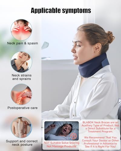 Neck Brace for Sleeping - Cervical Collar Relief Neck Pain and Neck Support Soft Foam Wraps Keep Vertebrae Stable for Relief of Cervical Spine Pressure for Women & Men Prussian Blue Medium Size